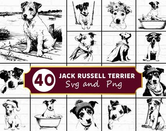 Jack Russell Terrier SVG, Energetic Working Dog Silhouette PNG, Playful JRT Hunting Breed Clipart