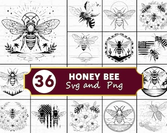 Paquete SVG de silueta de abeja / Insecto apícola SVG PNG para Cricut