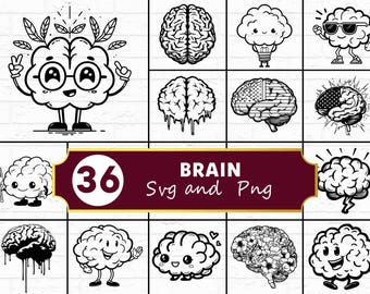 Brain SVG PNG Bundle, Human Anatomy Silhouette Clipart, Science Cricut Files, Medical Vector