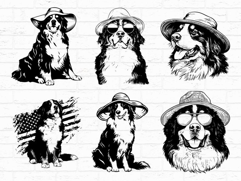Bernese Silhouette SVG Bundle | Berner Dog SVG PNG Clipart for Cricut ...