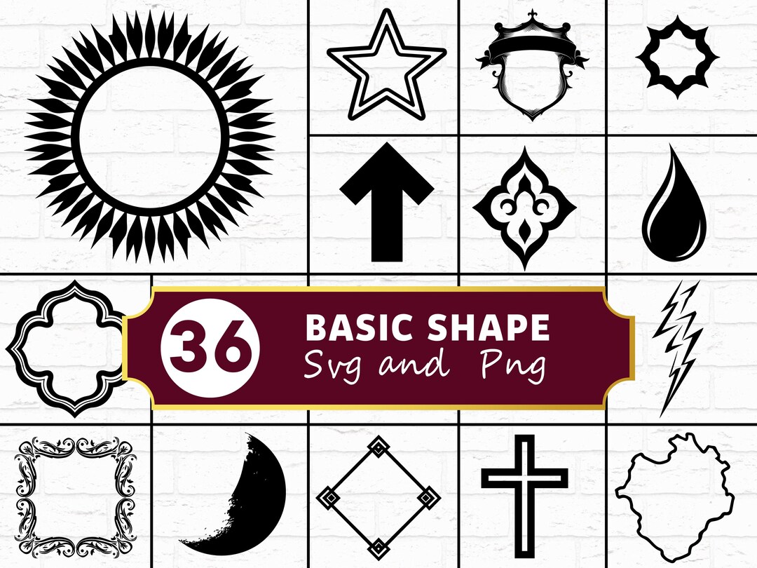Basic Shape SVG PNG Bundle, Geometric Silhouette Clipart, Simple Cricut ...