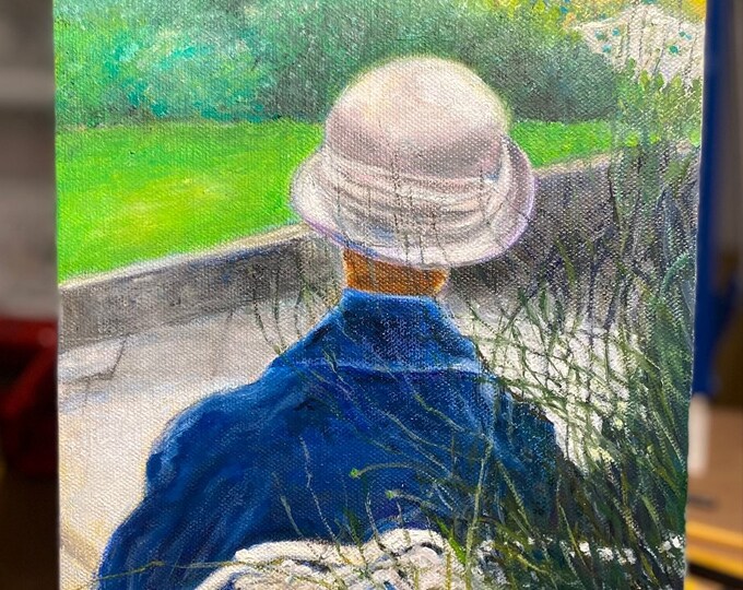 Lady on a Park Bench ~ oil painting