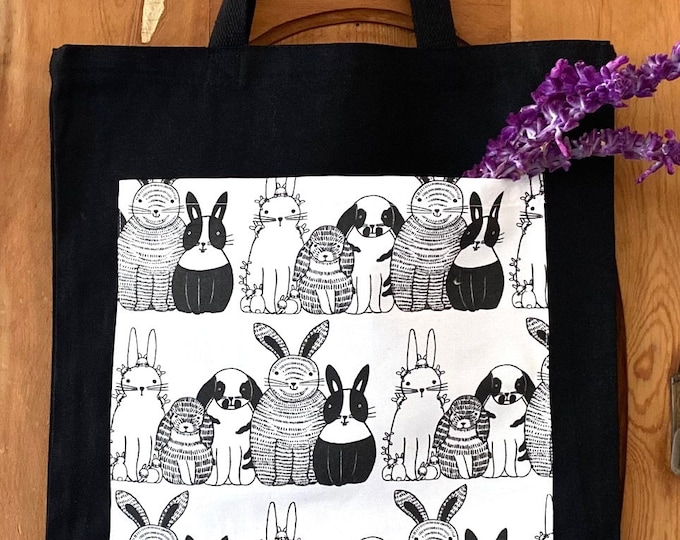 Bunnies in a Row Canvas Tote Bag