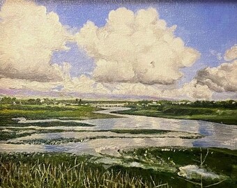Silver Day in the Back Bay Oil Painting 8X10