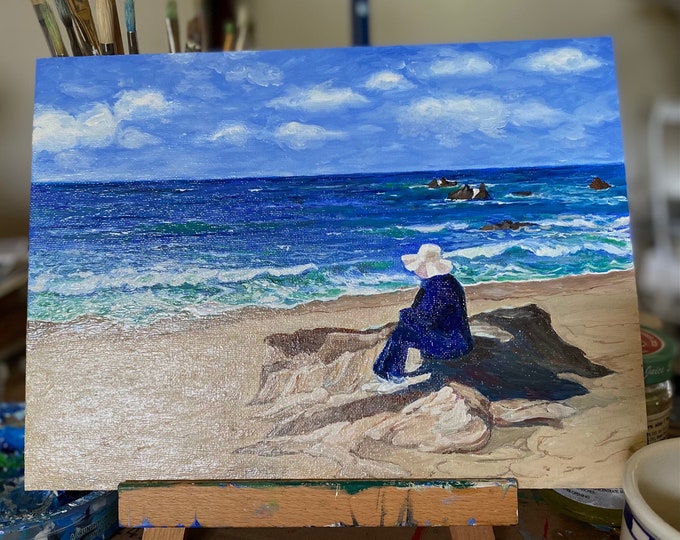 Lady Watching the Sea After Rain ~ oil painting