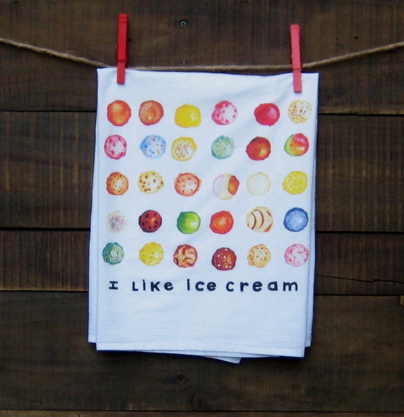 I Like Ice Cream Kitchen Towel Etsy