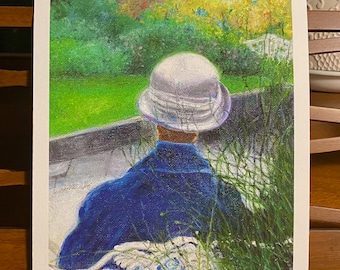 Lady on a Park Bench Giclee Print from Original Oil Painting