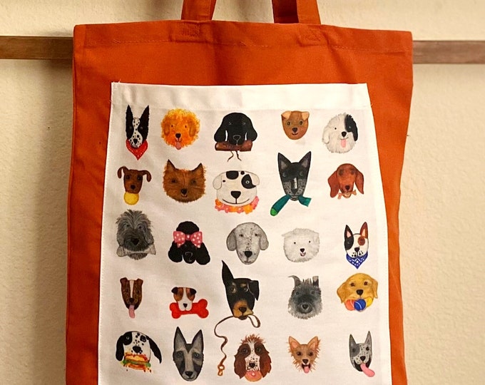 Dogs Pocket Cotton Market Tote Spice