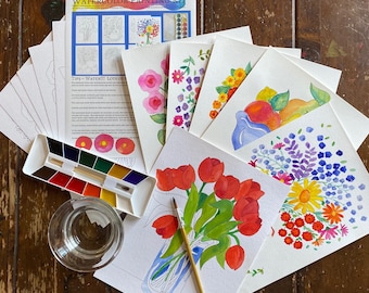 Watercolor Painting Kit, Flowers and Still Lifes