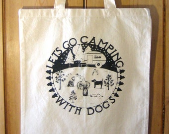 Camping with Dogs Tote Bag