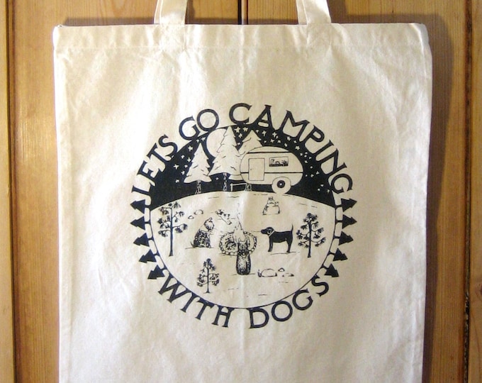 Camping with Dogs Tote Bag