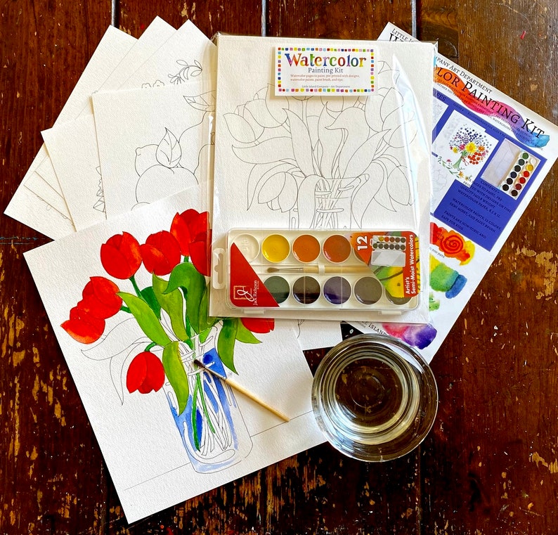 Watercolor Painting Kit Flowers and Still Lifes Etsy