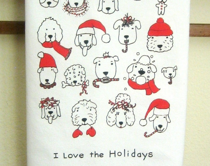 CHRISTMAS Dogs love the holidays Kitchen Towel