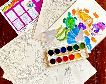 Mermaids, Unicorns and Castles Watercolor Painting Kit