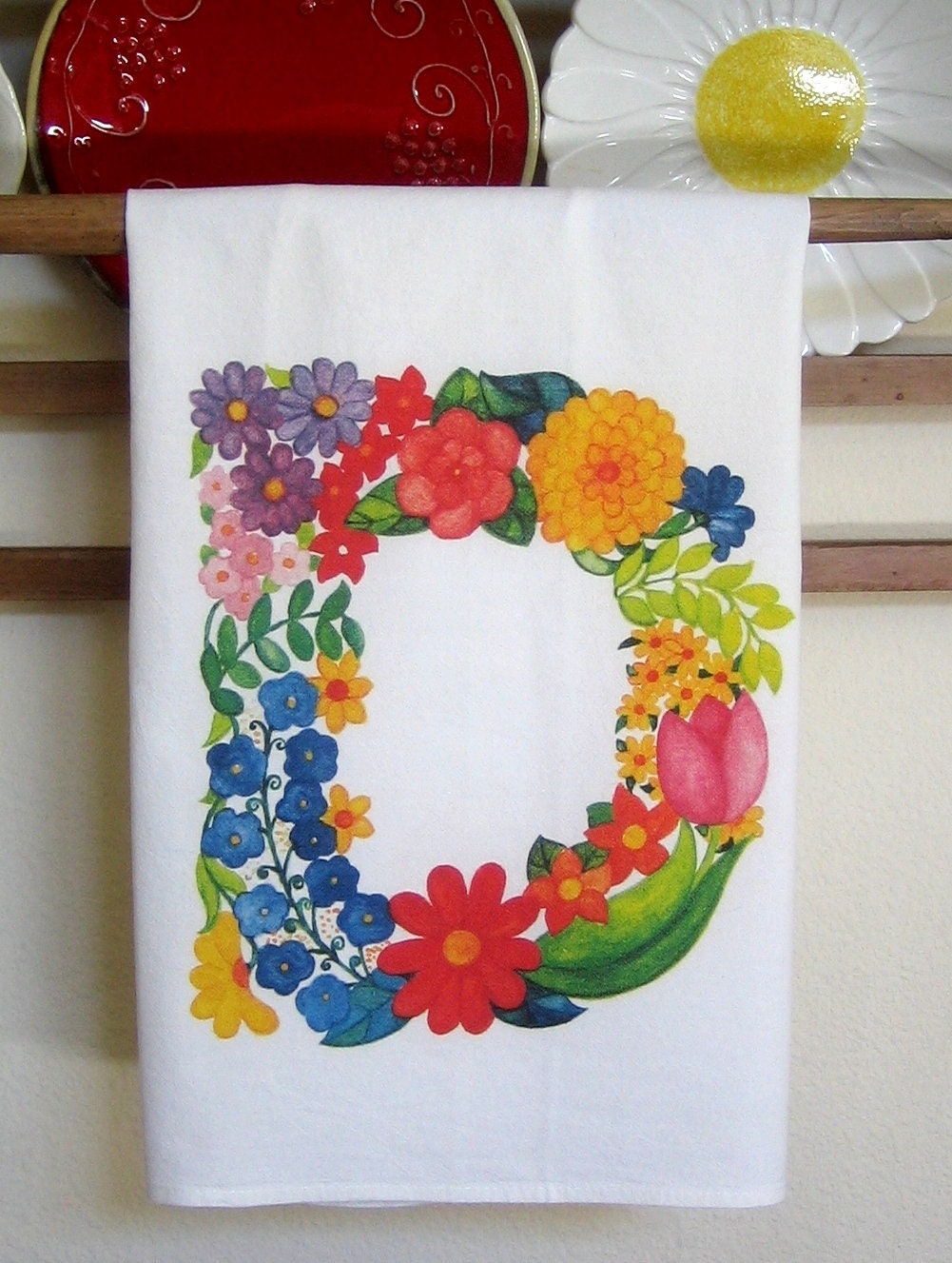 Monogram Kitchen Towel Letter D