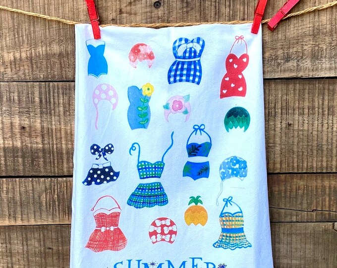 Summer Bathing Suits Kitchen Towel, Fifties Style