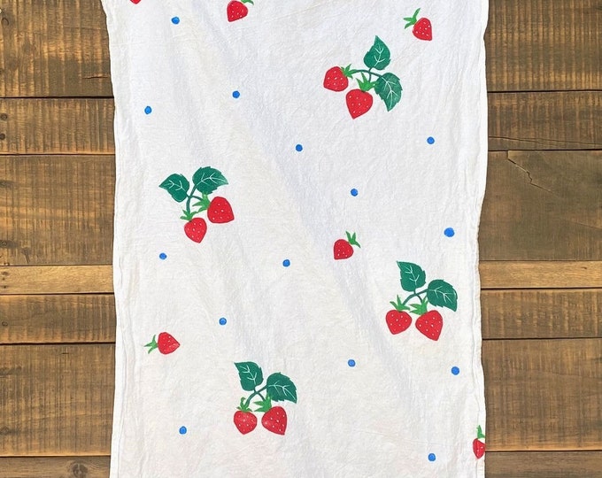 Strawberry Kitchen Towel Hand Printed