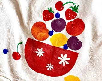 Fruit in Red Bowl Kitchen Towel