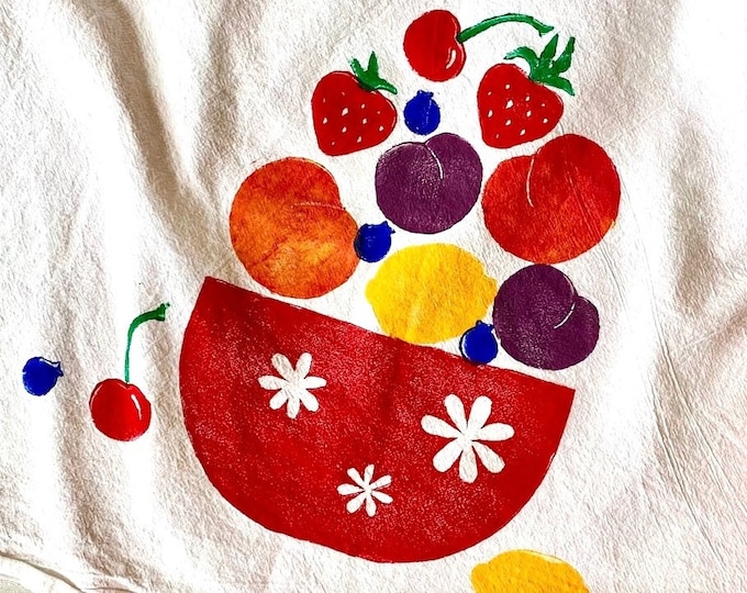 Fruit in Red Bowl Kitchen Towel