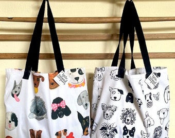 Dog Print Big Size Cotton Tote