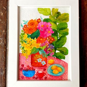 Flowers, Fruit and Plant Original Watercolor
