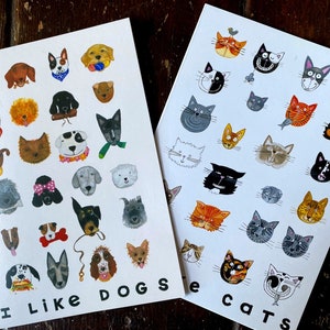 Dog and Cat Love Greeting Cards Set of Two