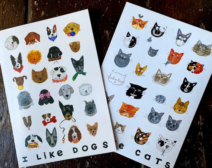 Dog and Cat Love Greeting Cards Set of Two