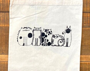 Cats in a Row Canvas Tote Bag