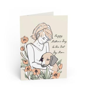 Greeting Cards for Dog Moms, Mother's Day & Birthday Pet Lover Cards with Floral Design, Cute Dog Owner Greeting Card