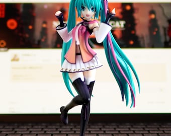 Hatsune Miku Figure from Japan | Transparent Style Vocaloid Anime Collectible | Kawaii Y2K Virtual Idol Display Toy