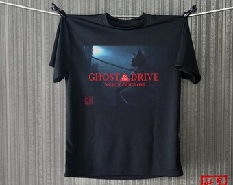 Cyberpunk Samurai Cat T-Shirt01 - Ghost in the Drive | NekoCode 2099 | Japanese Anime | Motobike shirt | Y2K | Harajuku | Steampunk Anime