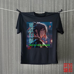 Cyberpunk Anime Girl T-Shirt02 - Tokyo Cyber Maiden - Japanese Streetwear Aesthetic Tee