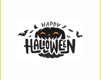 Happy Halloween Embroidery Design | Pumpkin & Bats Machine Embroidery File | Digital Download for Halloween Decor and Clothing