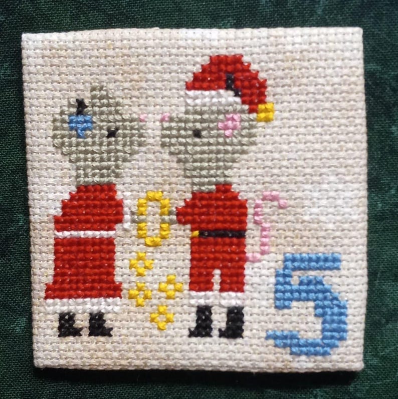 Cross Stitch Pattern 12 Mice of Christmas Day 5 & 6 Sister Lou Stitches ...