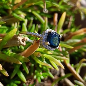 Natural London Blue Topaz Ring, 925 Sterling Silver Ring, Engagement Ring, Handmade Ring, Cushion Cut November Birthstone Ring, Gift For Her