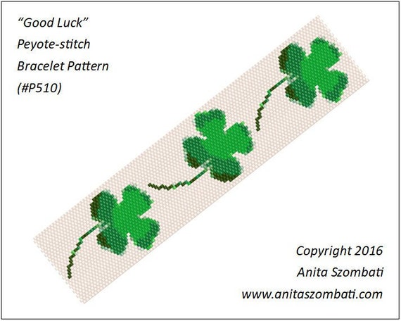 pdf instant download Patricks Day pattern Peyote bracelet patterns Peyote bead patterns Even peyote pattern