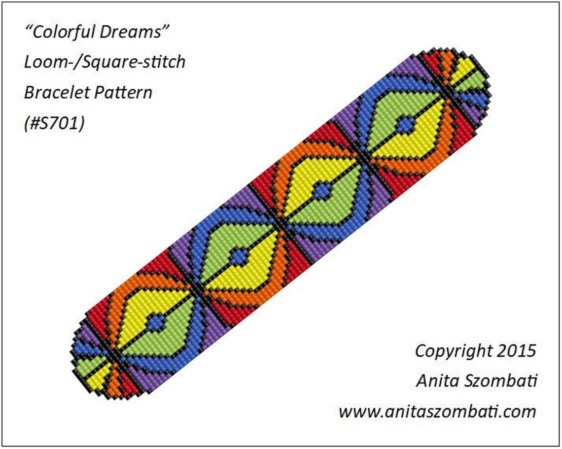 Squarestitch Bead Pattern Bracelet Beading Pattern Delica Etsy