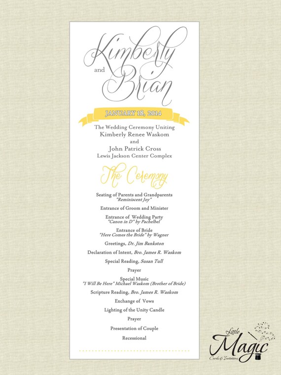 Printable Diy Wedding Reception Programs Etsy