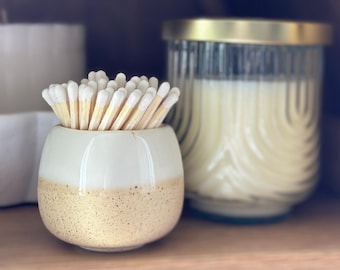 Ceramic Match Holder with Striker, Colorful Decorative Home Accessory