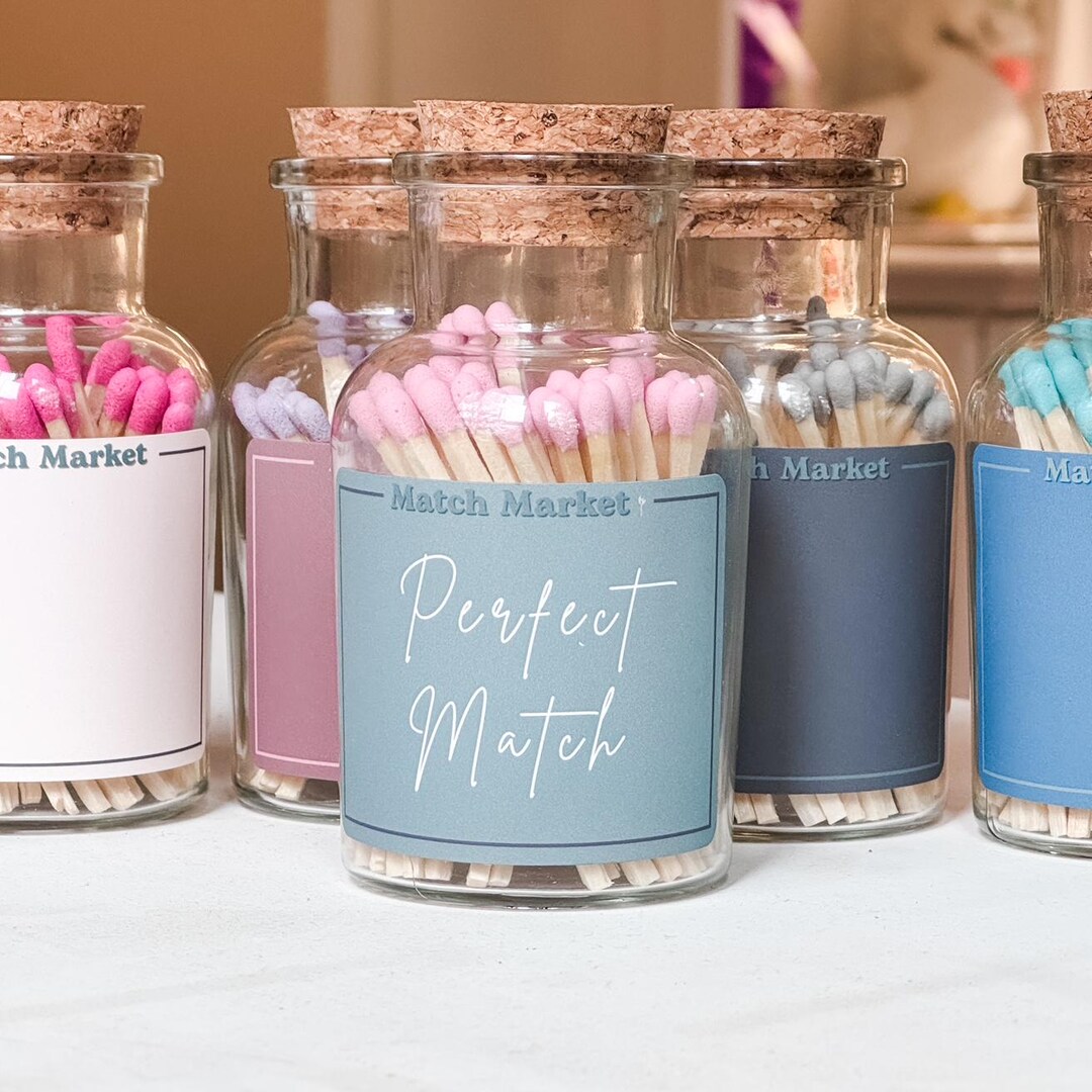Apothecary Match Jar With Striker: Decorative Colored Tip Matches - Etsy