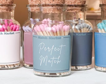 Apothecary Match Jar with Striker: Decorative Colored Tip Matches