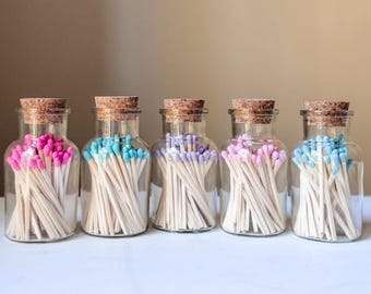 Fancy Match Jar: 50 Decorative Matches, 9 Colors, Candle Accessories, Modern Decor