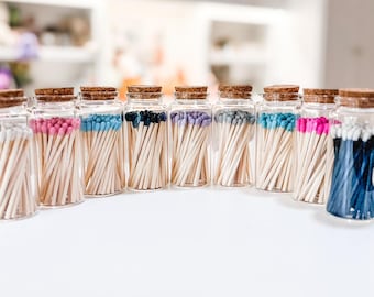 Colored Tip Matches in Glass Bottle – Decorative Candle Accessory
