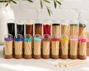 Glass Cloche Matches | 30 Safety Matches & Striker On Back | Bougie Home Decor