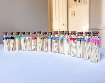Color Tip Matches in Glass Vial: Minimalist Home Decor