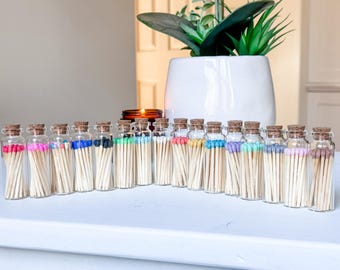 Color Tip Matches in Glass Vial | Decorative Candle Matches