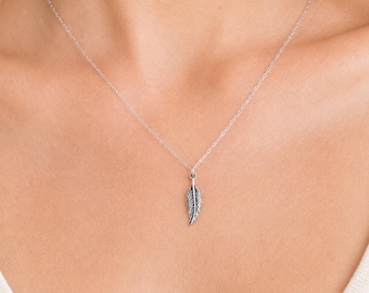 Leaf Pendant Necklace, 18 inch Sterling Silver Chain, Botanical Autumn Necklace, Fall Jewelry, Birthday Gift For Her