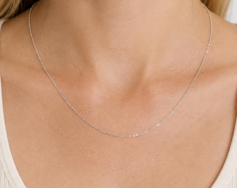 Thin Sterling Silver Chain, 18 Inch Silver Chain Necklace, Fine Jewelry, Birthday Gift for Her