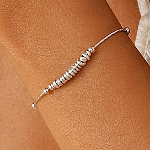 Armband mot ångest, Fidget Spinner-armband, platinapläterat 925 sterlingsilver · Minimalistiska lager-på-lager-smycken, present till henne