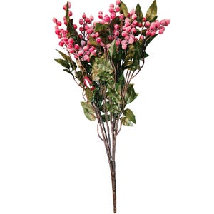 Ashland Deluxe Frosted Red Berry Bush With Green Leaves For Christmas/Winter Decor 21&quot; Tall